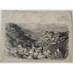 England. Bradford. Ilkley from the Moors. Drawing dated 1850