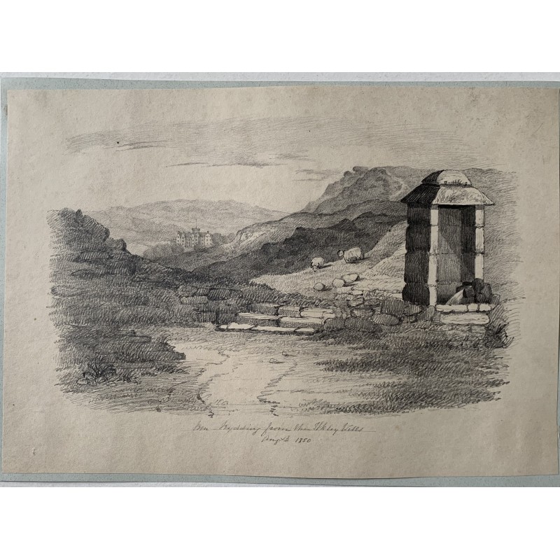 Ben Rhydding aus Ilkley Wells, Yorkshire. Zeichnung aus dem Jahr 1850