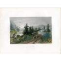 USA Rail-road Scene (Little Falls Valley of the Mohawk etching. WH Barlett