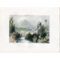 USA Village de Little Falls, gravé par S. Bradshaw, 1840.
