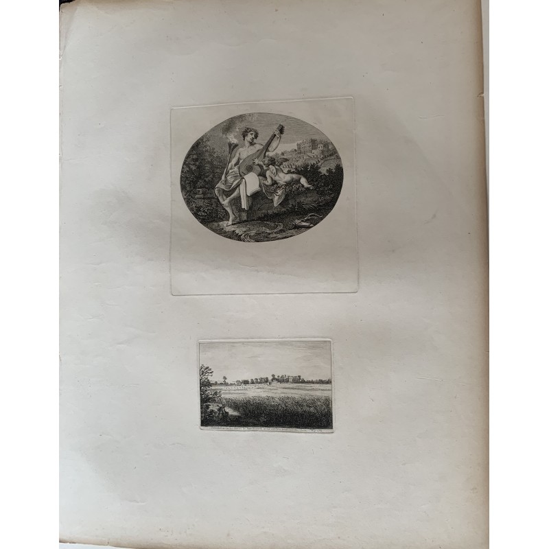 William Hogarth. Double gravure Hymen et Cupidon et Vue de la maison de Ranby.