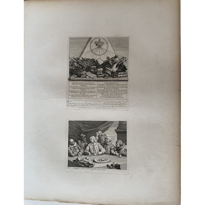 Corona e mitra e uovo di Colombo incisi da William Hogarth
