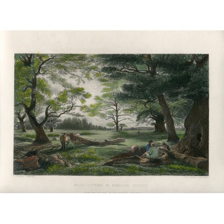 Inglaterra. Wood-cutting in Windsor forest grabado por T.A.Prior, 1851