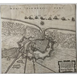 1646. Karte von Dünkirchen, belagert von der französischen Armee unter dem Herzog von Enghien.