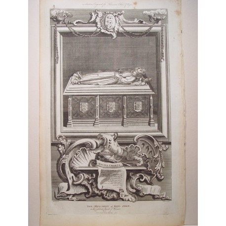 «The Monument of King John in the Cathedral of  Worcester».Dib. Gravelot. Grabó John Goldar (Oxford, 1729-Londres,1795)