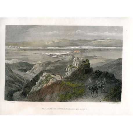 Palestina. El llano de Jericó, tomado del oeste, grabado por C. Cousen.