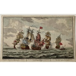 1750. Bataille navale entre des corsaires algériens et deux frégates maltaises en mer Méditerranée