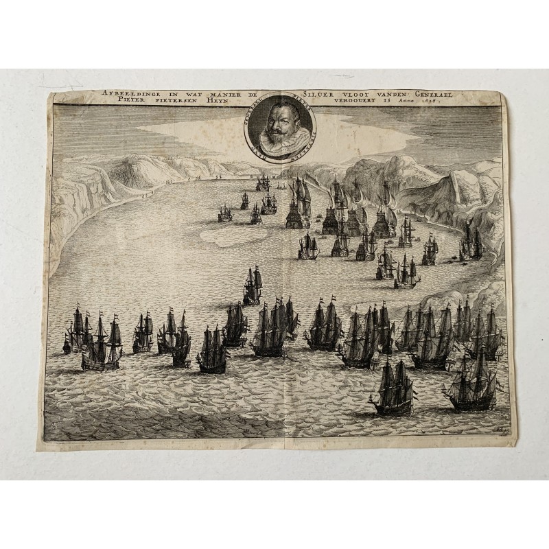 1656. Cattura della flotta argentiera spagnola da parte di Matanza nel 1628 (Cuba). Isaac Commelin.