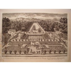 View the parterre du Jybre des Cascades et de l'Etang de Fontaine-bleau. Engraved by Pierre Aveline (Paris, 1656-1722).