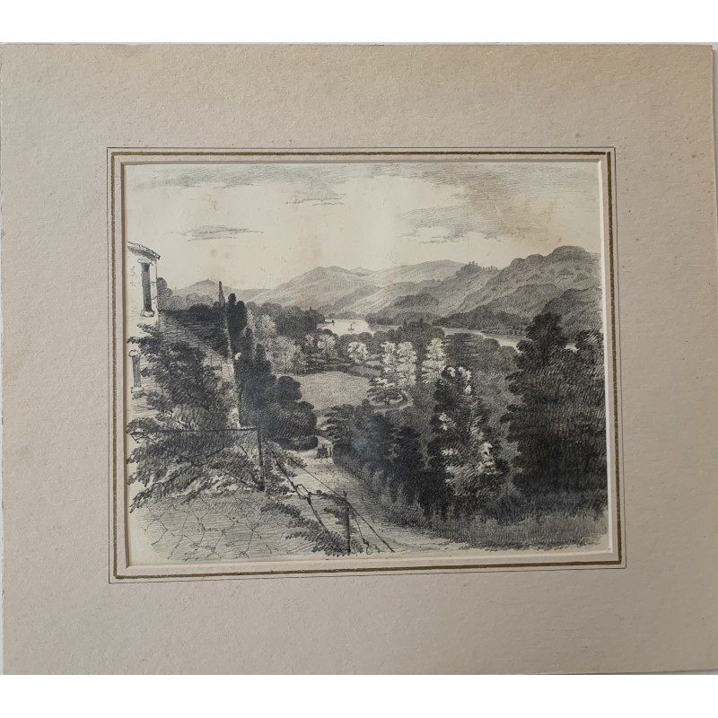 Dibujo Windermere looking South from the Crown Hotel Balcony, 1853
