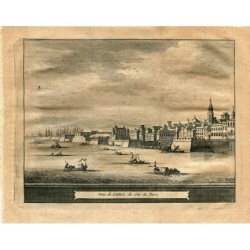 Cadix. Vue de Cadix depuis le port. Gravure de Van der Aa. (Alvarez de Colmenar)