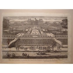 Vista in generale del Canal des Grandes Cascades e del Jardin de Veaux le Vicomte. Incisa da Pierre Aveline (Parigi,1656-1722)