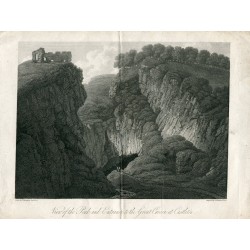 Angleterre. Vue du pic et entrée du Great Caver à Castleton, 1817