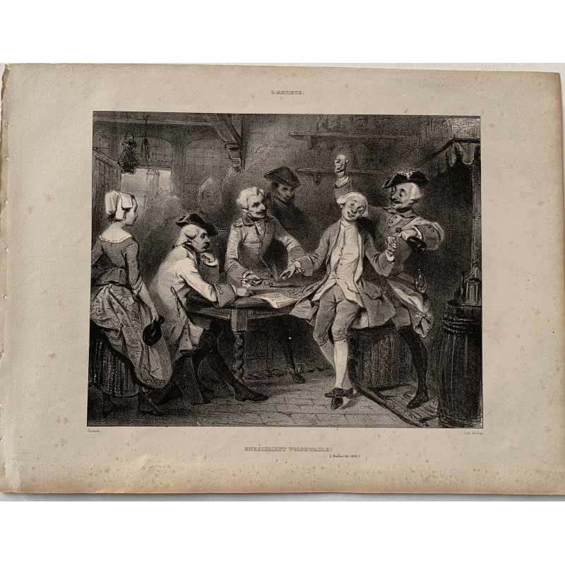 Litografia de Frey Enrolement volontaire de una obra de Giraud.