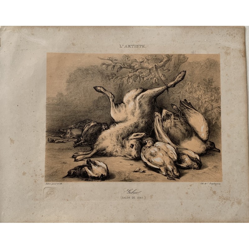 Gibiers. Lithographie de J. Engelmann d'une œuvre de Balan.