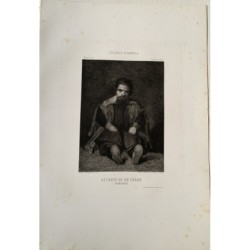 Portrait of a bearded dwarf engraved by Bartolomé Maura, copy of Velazquez.