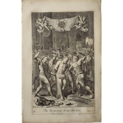 Bibel. Heiliger Matthäus. Die Geißelung unseres Erlösers, Kupferstich aus dem 17. Jahrhundert