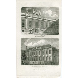 England. Grocers Hall and Fishmonger's Hall engraved by Sands in 1811.