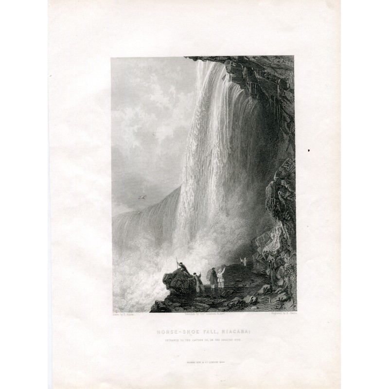 Chutes du Niagara gravées par R. Sands d'après un dessin de T. Allom.