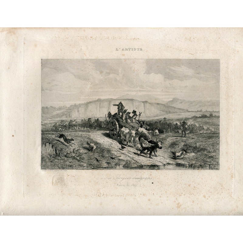 The Emigrant Bergers, engraved by Emile Loubon for the magazine L'Artiste in 1841