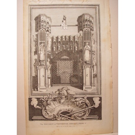 «The Monument in Westminster Abbey of K.Henry V» Dib. Gravelot. Grabó Goldar (Oxford,1729-Londres,1795).