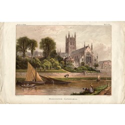 Worcester Cathedral grabado por Kronheim en 1870.