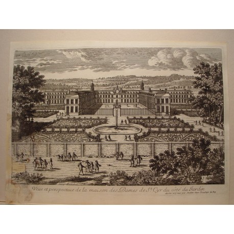 «Veue et perspective de la maison des Dames de St. Cyr du coté du Jardin» Dibujó y grabó Pierre Aveline (París,1656-1722).