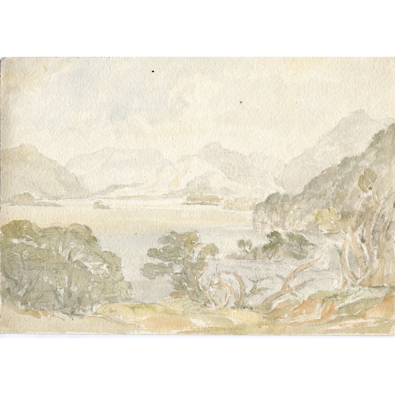 England. Cumbria. Ullswater (Lake District). Watercolor dated 1865 on the back.