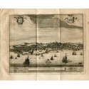 Portugal. View of Lisbonne from the côté du Tagus engraving 1715 by Alvarez de Colmenar.