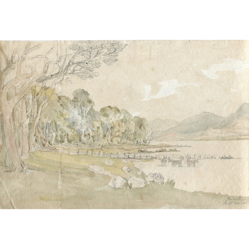 Aquarelle signée illisible datée de 1845.