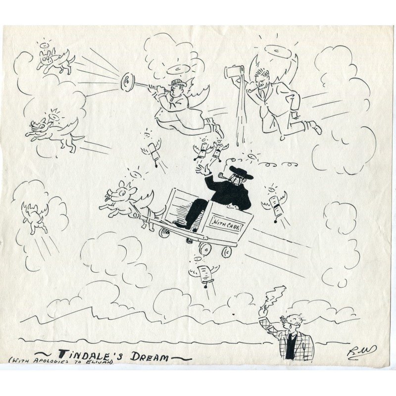 Humorous drawing signed with initials RW