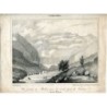Antique lithography from Hautes Pyrénées, Marboré taken from the second Gavarnie bridge (1828)