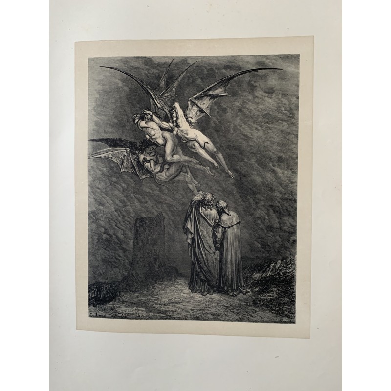 Xilografia originale della Divina Commedia di Gustave Doré, firmata su lastra.