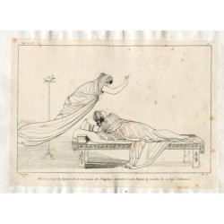 John Flaxman. Signé. Le Rêve de Pénélope. Gravure de l'Odyssée.
