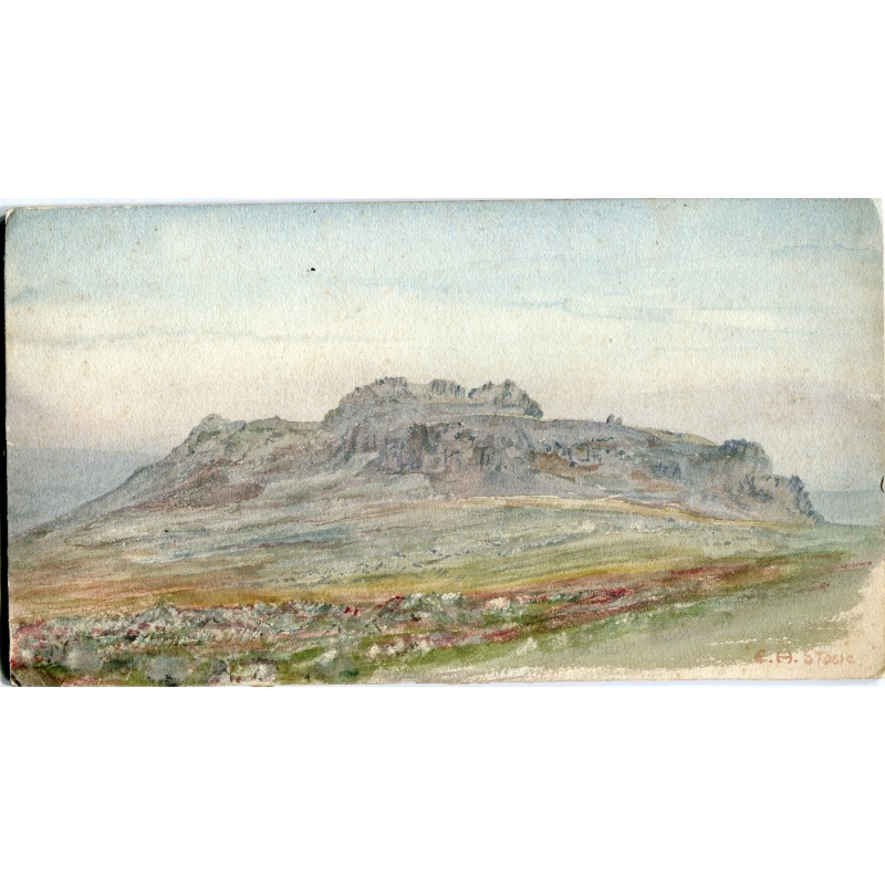 Landscape. 19th-century English watercolor. Signed E.H. Stone