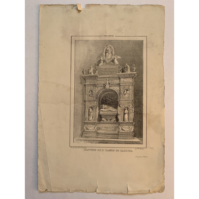 Tomba di Ramón Folch de Cardona - Litografia antica del XIX secolo