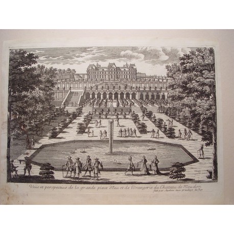 «Veue et perspective de la Gran Piece d´Eau ey d´Orangerie du Chateua de Meudon» Dib.y grabó Pierre Aveline (París,1656-1722).