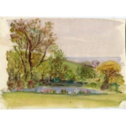 Paysage. Aquarelle anglaise anonyme, XIXe-XXe siècle.