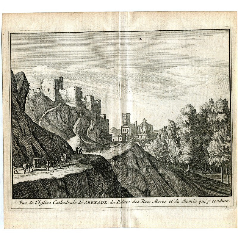 View of the Eglise Cathedrale de Grenade, du Palais Mores engraving Vander Aa, 1715