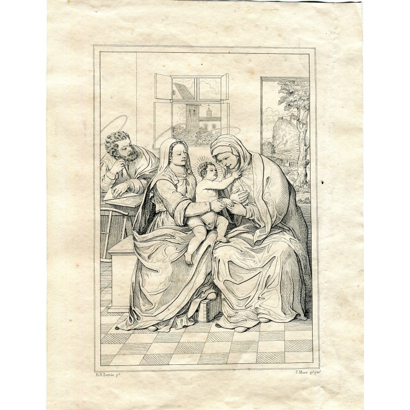 Sacra Famiglia, incisione di Padre Martí da un'opera di Padre Nicolás Borrás