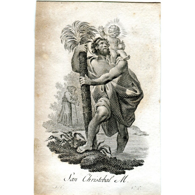 Saint Christophe gravé par Vicente Chapel d'après un dessin de Vicente Lopez
