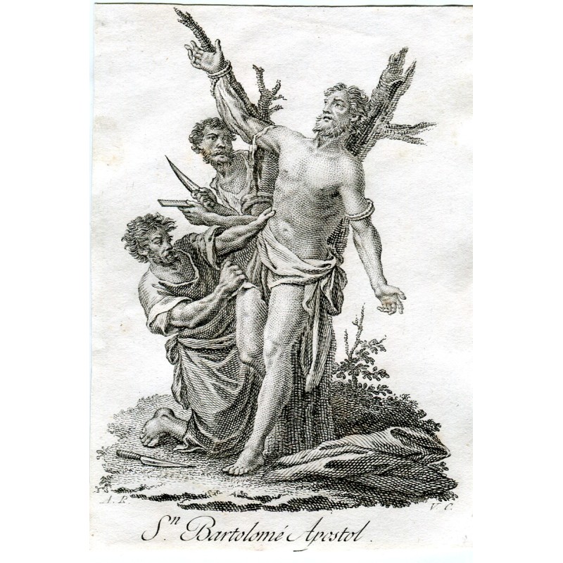 San Bartolomé Apostol grabado por Vicente Capilla de un dibujo de Antonio Rodriguez