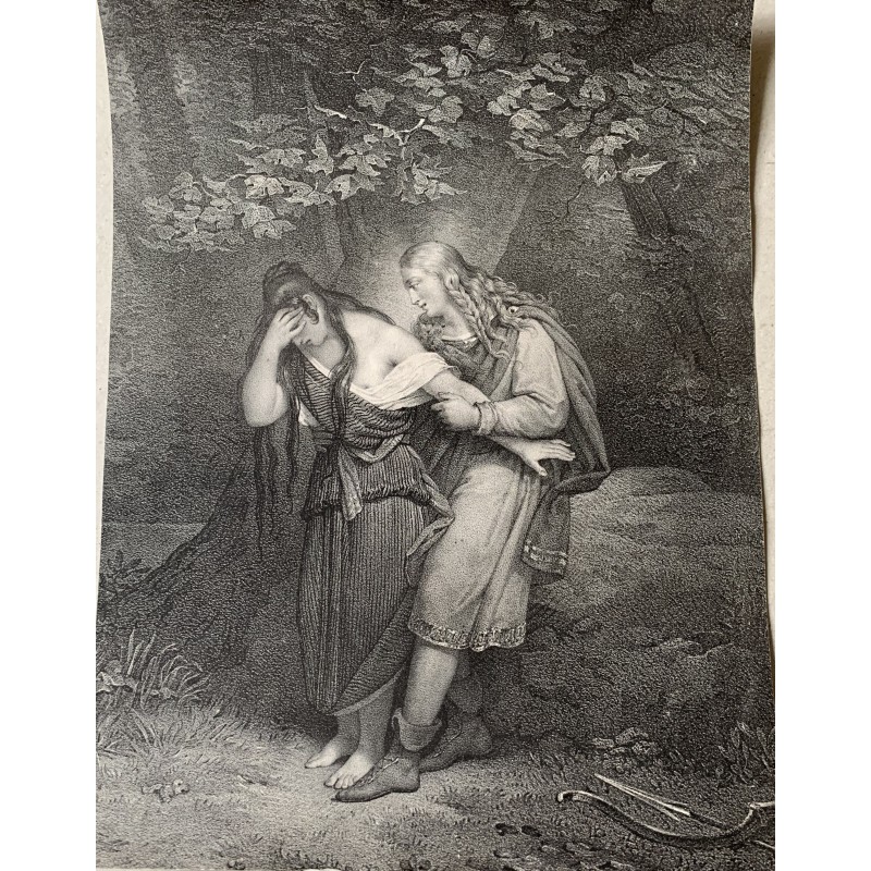 Tema mitologico. Litografia del XVIII-XIX secolo.