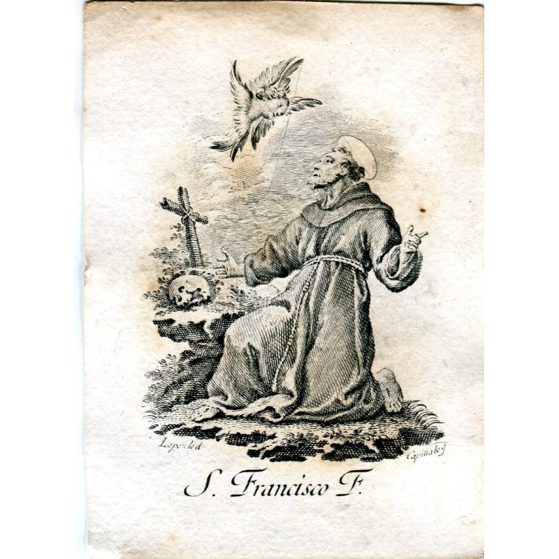 Saint François d'Assise, gravé par Vincent Chapel. Dessin de Vicente Lopez.