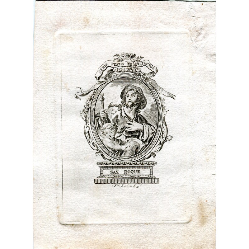 Coat of Arms of Saint Roch by Francisco Jordán, 18th century Valencian engraver