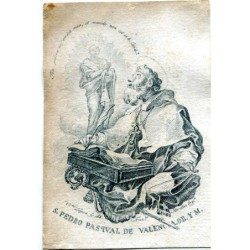 San Pietro Pasquale di Valencia O. e M. inciso da Francisco Jordan, disegnato da V. López