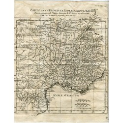 Carte de la Province Romaine dans La Gaule gravure 1743 pour Danville géographe du roi