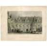 Le Palais de Justice de Rouen. Gravure sur acier ancienne. 1846.