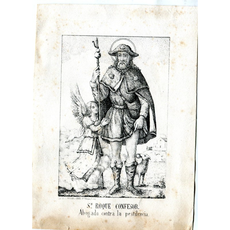 Lithographie de Saint Roch le Confesseur par A. Pascual Abad et P. Mosen Sorell