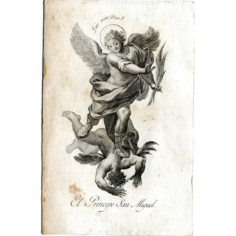 Prince Saint Michel gravé par Vicente Capilla, signé des initiales.